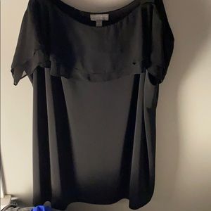 Black off the shoulder with straps top. 3xl